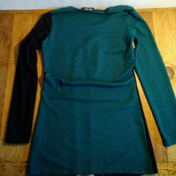 🍀🌸 Green/Black/Tan Striped Midi Dress Lg - Picture 4 of 6